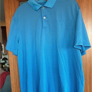 Southern Tide Aqua Performance  Striped Golf Classic Polo Shirt